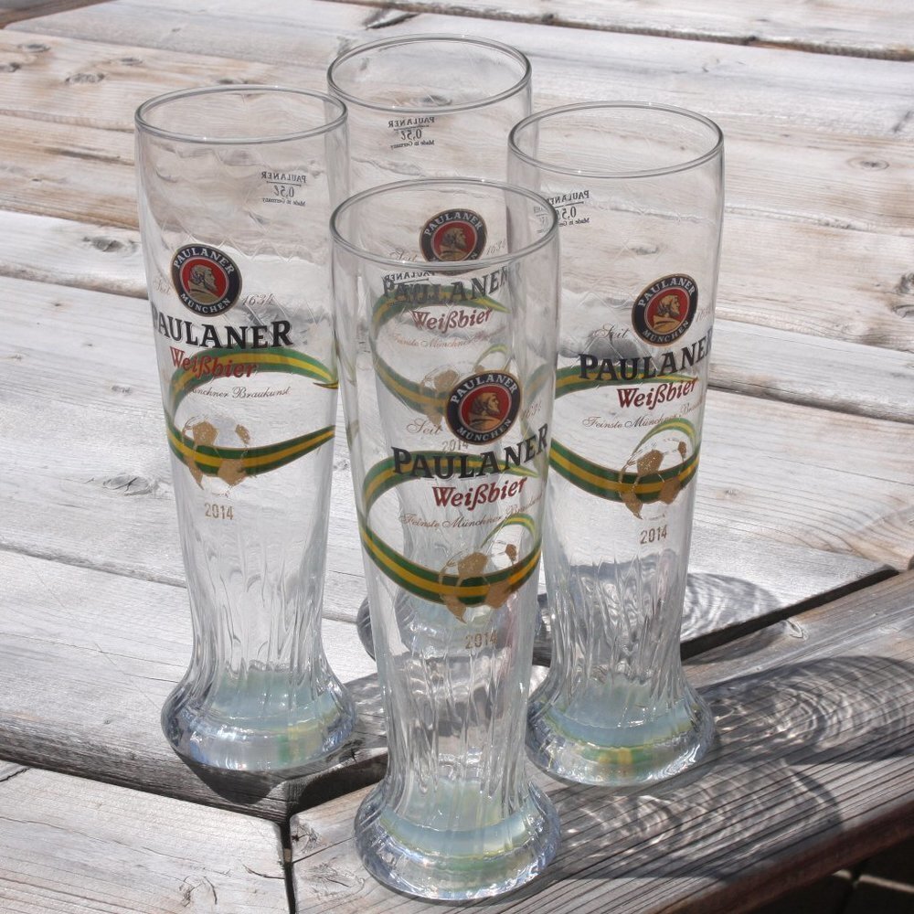2014 Paulaner Beer Glass Weissbier Germany 2014 Soccer Brazil Cup LOT of…